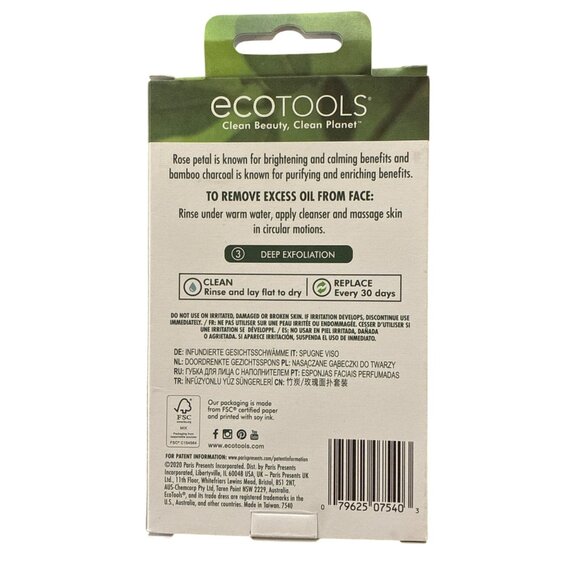 2pc Set EcoTools Facial Sponges Rose & Charcoal Infused For Facial Cleansing - Picture 2 of 2